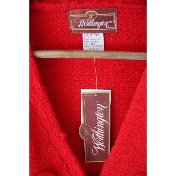 Vintage Pre 1979 Worthington NWT Chunky Gold Button Chunky Knit Cardigan Sweater - Picture 5 of 8